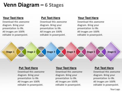 Venn colorful diagram 6 stages 7