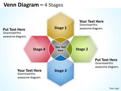Venn diagram 4 stages colorfol 12