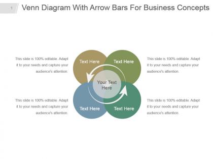 Venn diagram with arrow bars for business concepts ppt visual