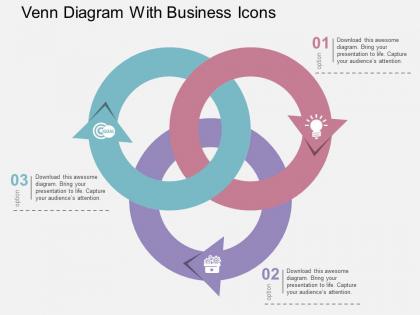 Venn diagram with business icons flat powerpoint design