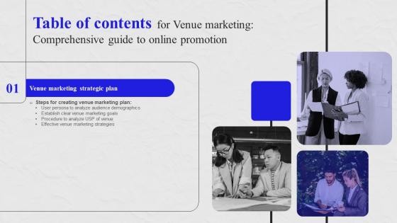 Venue Marketing Comprehensive Guide To Online Promotion Table Of Contents MKT SS V