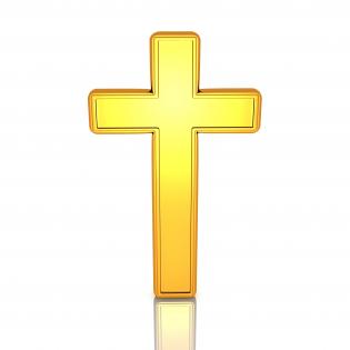 Vertical golden cross symbol for christianity stock photo