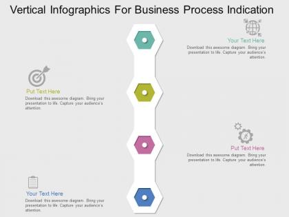 Vertical infographics for business process indication flat powerpoint design