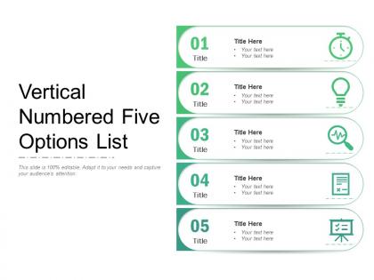 Vertical numbered five options list