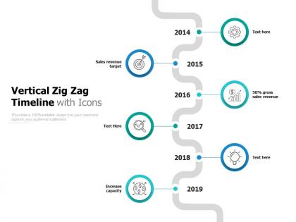 Vertical zig zag timeline with icons