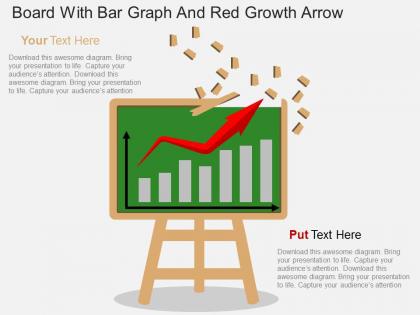 Vf board with bar graph and red growth arrow flat powerpoint design