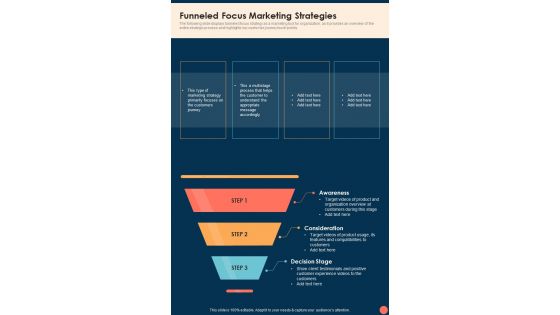 Video Marketing Playbook Funneled Focus Marketing Strategies One Pager Sample Example Document