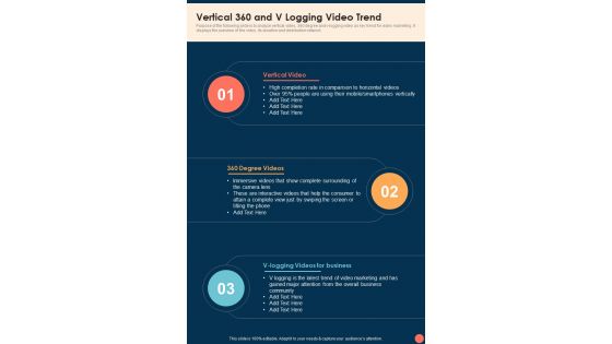 Video Marketing Playbook Vertical 360 And V Logging Video Trend One Pager Sample Example Document