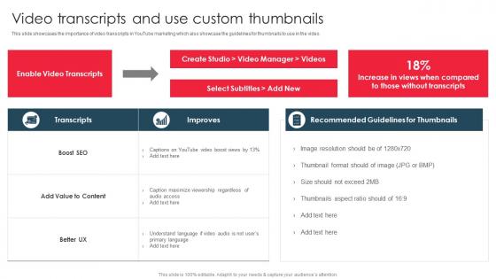 Video Transcripts And Use Custom Thumbnails Create Youtube Channel And Build Online Presence