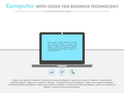 View computer with icons for business technology flat powerpoint design