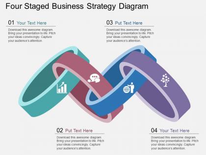 View four staged business strategy diagram flat powerpoint design