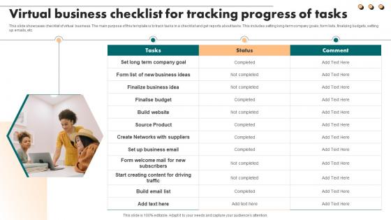 Virtual Business Checklist For Tracking Progress Of Tasks