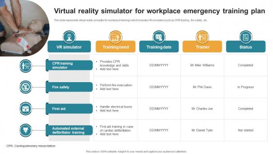 Virtual Reality Simulator For Workplace Emergency Training Plan
