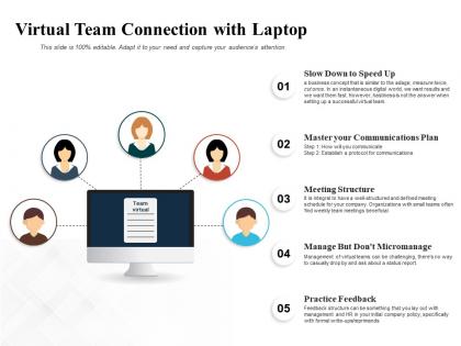Virtual team connection with laptop