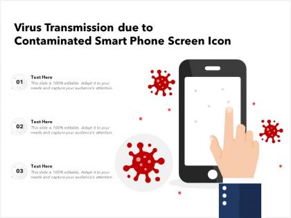Virus transmission due to contaminated smart phone screen icon