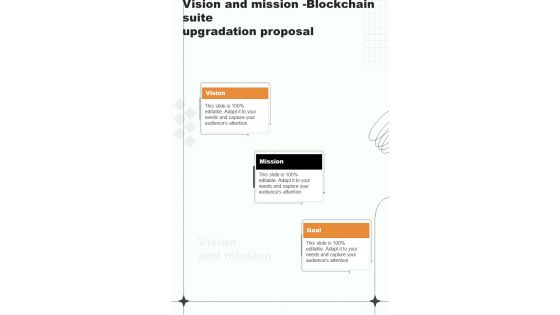 Vision And Mission Blockchain Suite Upgradation One Pager Sample Example Document