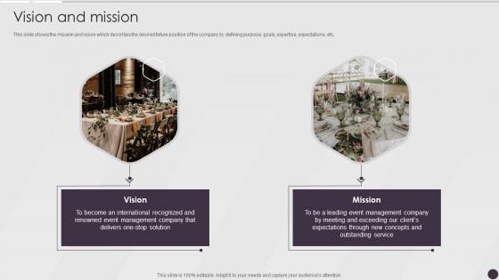 Vision And Mission Event Coordinator Company Profile Ppt Styles Infographic Template