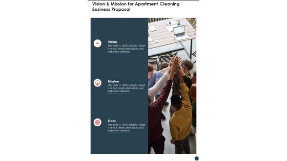 Vision And Mission For Apartment Cleaning Business Proposal One Pager Sample Example Document