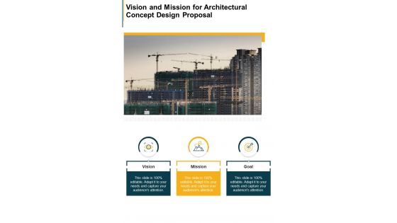 Vision And Mission For Architectural Concept Design Proposal One Pager Sample Example Document