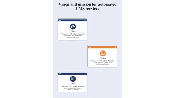 Vision And Mission For Automated LMS Services One Pager Sample Example Document