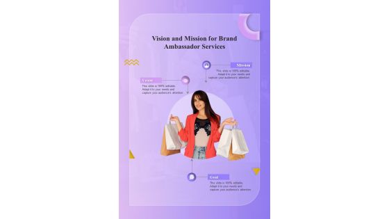 Vision And Mission For Brand Ambassador Services One Pager Sample Example Document