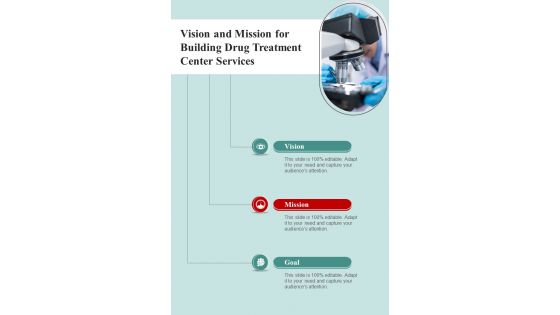 Vision And Mission For Building Drug Treatment Center Services One Pager Sample Example Document