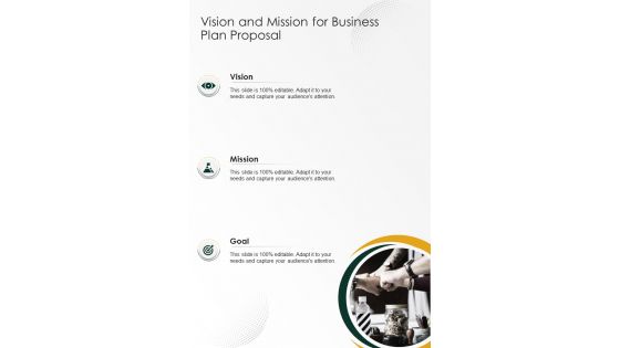 Vision And Mission For Business Plan Proposal One Pager Sample Example Document