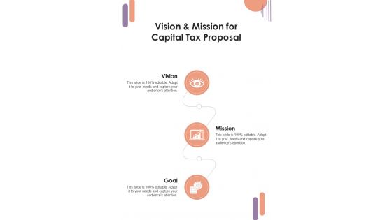 Vision And Mission For Capital Tax Proposal One Pager Sample Example Document