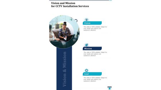 Vision And Mission For Cctv Installation Services One Pager Sample Example Document