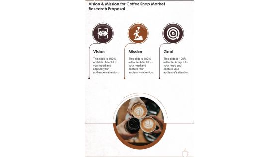 Vision And Mission For Coffee Shop Market Research Proposal One Pager Sample Example Document
