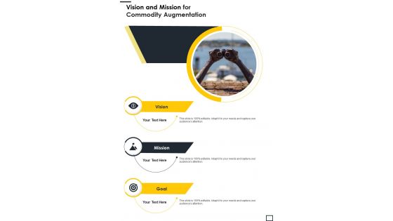 Vision And Mission For Commodity Augmentation One Pager Sample Example Document