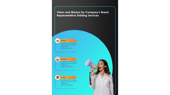Vision And Mission For Companys Brand Representative One Pager Sample Example Document