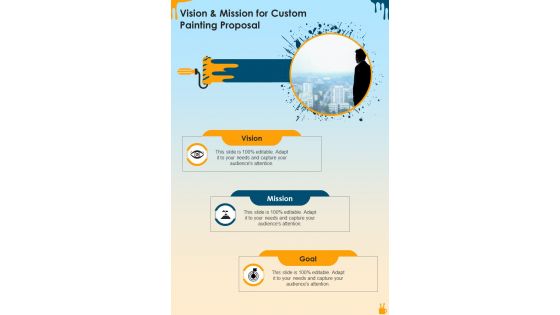 Vision And Mission For Custom Painting Proposal One Pager Sample Example Document