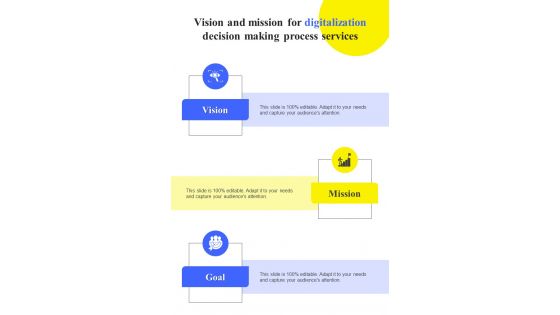 Vision And Mission For Digitalization Decision Making Process One Pager Sample Example Document