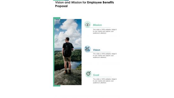 Vision And Mission For Employee Benefits Proposal One Pager Sample Example Document