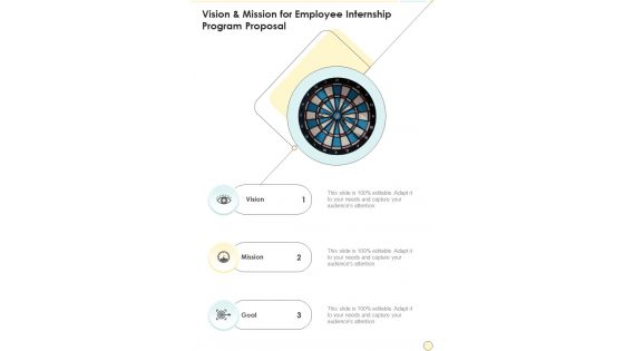 Vision And Mission For Employee Internship Program One Pager Sample Example Document