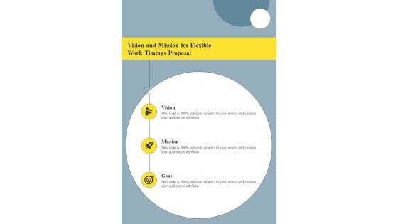 Vision And Mission For Flexible Work Timings One Pager Sample Example Document