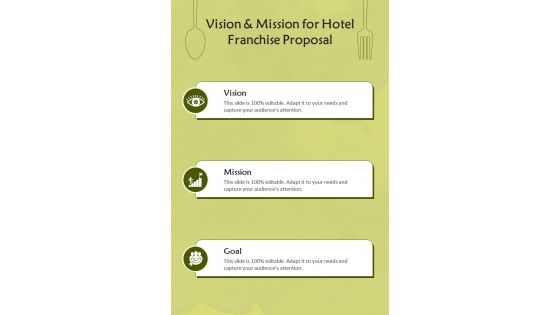 Vision And Mission For Hotel Franchise Proposal One Pager Sample Example Document