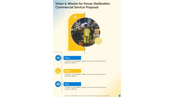 Vision And Mission For House Sterilization Commercial Service Proposal One Pager Sample Example Document