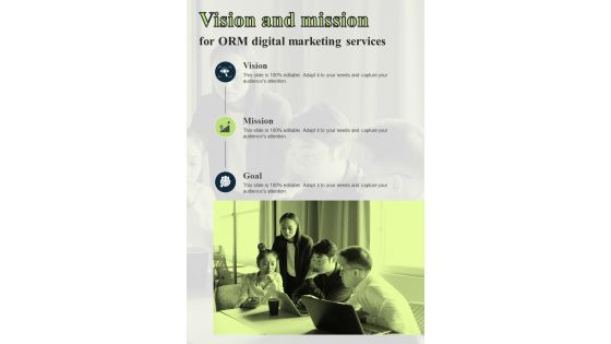 Vision And Mission For ORM Digital Marketing One Pager Sample Example Document