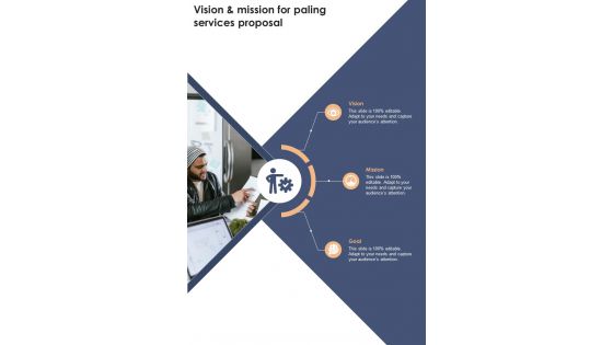 Vision And Mission For Paling Services Proposal One Pager Sample Example Document