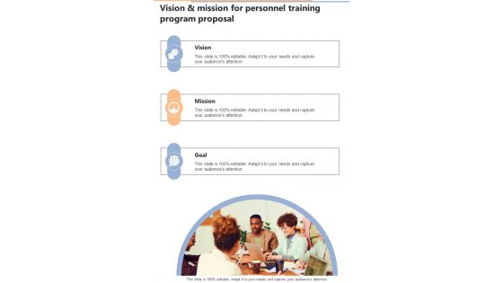 Vision And Mission For Personnel Training Program One Pager Sample Example Document