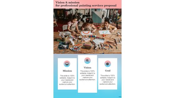 Vision And Mission For Professional Painting Services Proposal One Pager Sample Example Document
