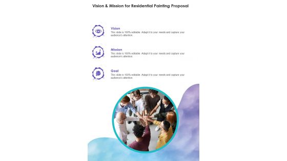 Vision And Mission For Residential Painting Proposal One Pager Sample Example Document