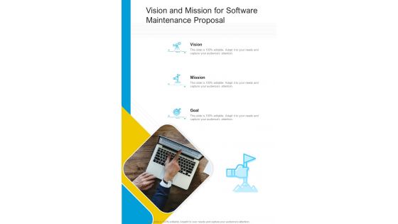 Vision And Mission For Software Maintenance Proposal One Pager Sample Example Document