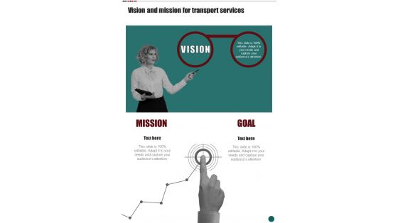 Vision And Mission For Transport Business Proposal For Transport One Pager Sample Example Document