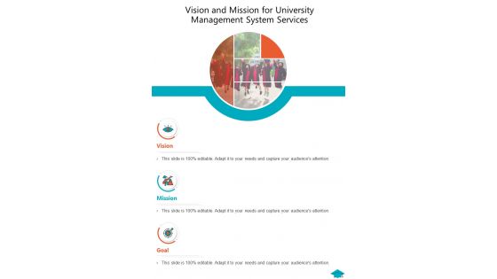Vision And Mission For University Management System Services One Pager Sample Example Document