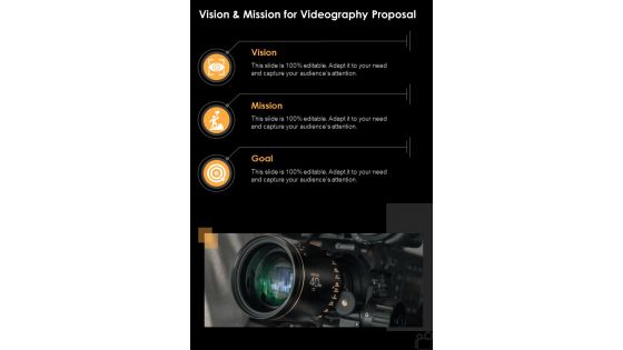 Vision And Mission For Videography Proposal One Pager Sample Example Document