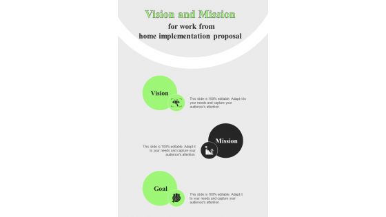 Vision And Mission For Work From Home Implementation One Pager Sample Example Document