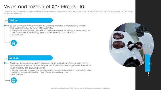 Vision And Mission Of XYZ Motors Ltd Electric Vehicle Funding Proposal